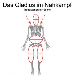 Grafik der Trefferzonen für ein Gladius