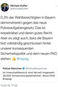 Tweet von Michael Kuffer, CSU-Mitglied und MdB, als neuzeitliches Beispiel für Ochlokratie