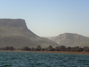 Ansicht vom See Genezareth in Richtung des biblischen Ortes Kinneret